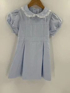 Two Girls and a Boy Blue Dress With Ruffle Collar Ties in Back Size 6 EUC - Picture 1 of 8