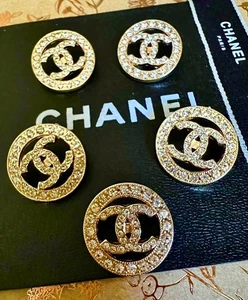 CHANEL CC Coco Lot 4 Button Buttons Ø 22 mm 0.87 Inch Vintage Designer Stamped - Picture 1 of 10