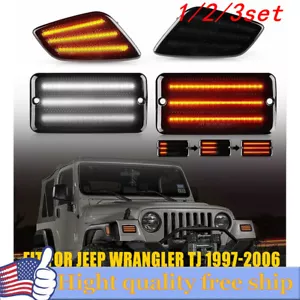 4/8x For Jeep Wrangler TJ 97-06 Smoke LED Bumper Signal Front Side Marker Lights - Picture 1 of 22
