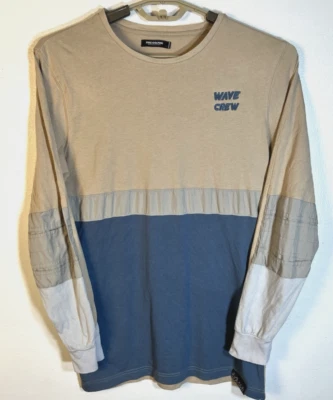 Pink Dolphin Size Medium Tan & Blue Long Sleeve "Wave Crew" T Shirt - Image 1 of 4