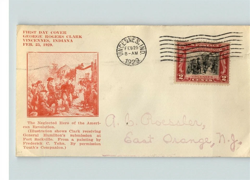 GEORGE ROGERS CLARK, 1929 First Day of Issue "Neglected Hero of American Revolut - Image 1 of 1