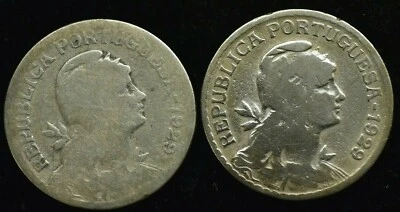 批量 2 件 1929 葡萄牙一枚 ESCUDO 硬币 - 硬币 - 状况良好 — 第 1/2 张图片