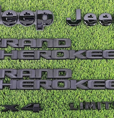 Fit for 2017-2021 Jeep Grand Cherokee 4x4 Limited Black Emblem Nameplate 8pcs - Image 1 of 4