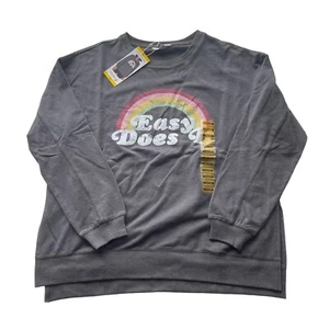 Wildfox Statement Sweatshirt CHARCOAL GRAY Size Medium French Terry Easy Does It - Picture 1 of 7
