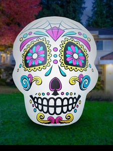 Holidayana 4 Ft Airblown Inflatable Halloween Skull-Inflatable Halloween Decor - Picture 1 of 1
