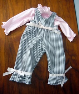 BLACK & WHITE GINGHAM plaid jumpsuit pink Turtleneck for 18-22" dolls - Picture 1 of 4