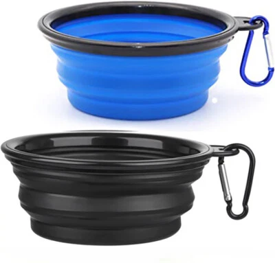 2 PIEZAS CUENCO DE VIAJE PARA MASCOTAS PARA GATOS Y PERROS IDEAL PARA VIAJAR Negro Azul COPLEGABLE Foto 1 de 4