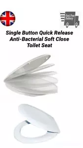 Langsam weich schließender Toilettensitz Einzelknopf Schnellspanner weiß neu - Bild 1 von 3