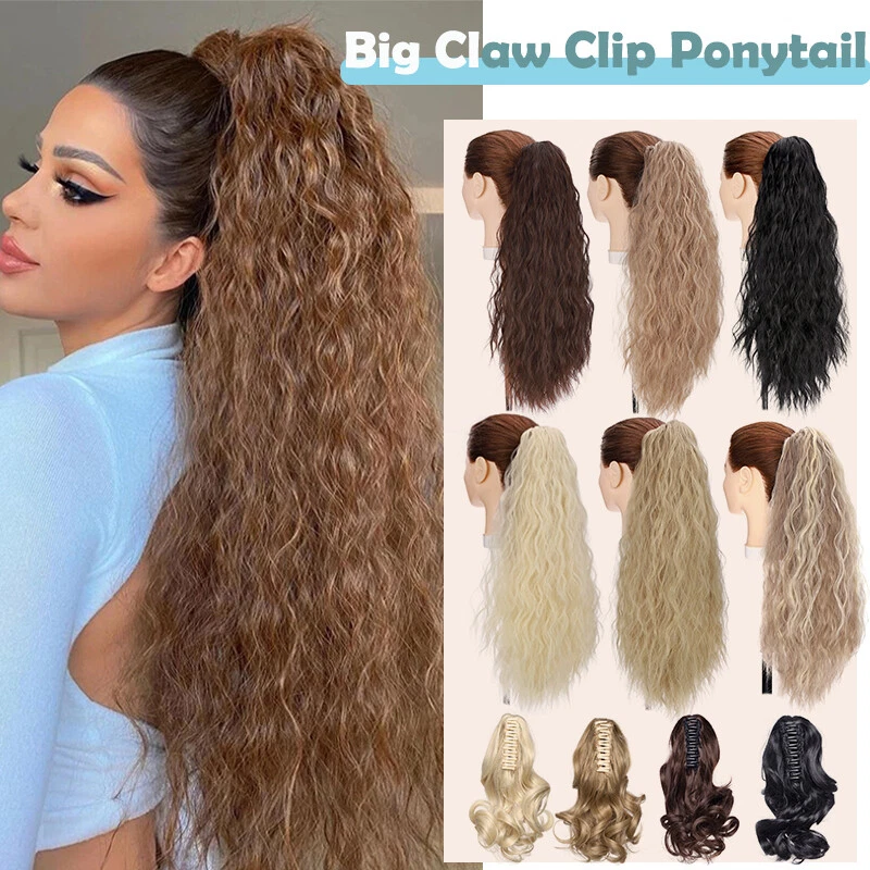 Extensión de cabello natural cola de caballo cola de caballo garra ondulada gruesa real como humana Foto 1 de 4