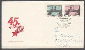 CZECHOSLOVAKIA 1962 FDC SC#1137/38, October revolution, 45th anniv. - Picture 1 of 2