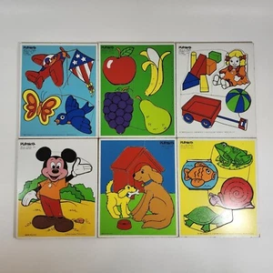 Vintage Playskool Puzzles Lot of 6 Mickey Mouse Disney 1982 1983 80s 1980s Dogs - Picture 1 of 19