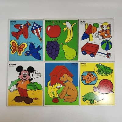 Vintage Playskool Puzzles Lot of 6 Mickey Mouse Disney 1982 1983 80s 1980s Dogs - Image 1 of 4