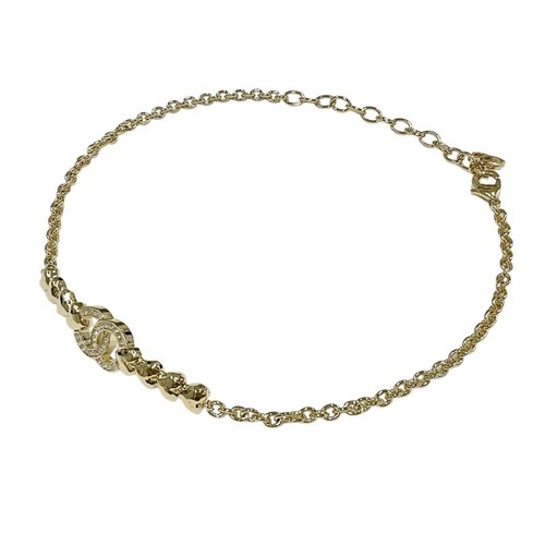 COLLANA GIROCOLLO AUTENTICA CHANEL MARCA COCCO STRASS ORO GP B23P L 31 38CM F S