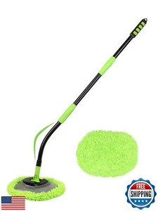 Curved Car Wash Brush Mop 47" with Long Handle Sturdy Metal Pole 3 Grip Point - Picture 1 of 5