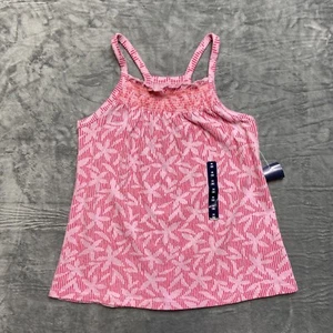 New Lands End Tank Top Girls Size 8 Pink Floral - Picture 1 of 9