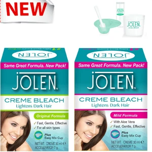 Jolen Facial Creme Cream Bleach Lightens Excess Dark Hair - 30 ml Original, Mild