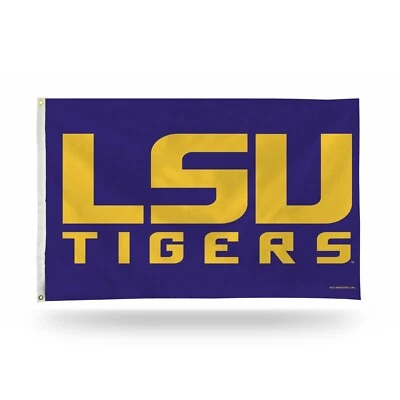 LSU TIGERS PREMIUM BANNER FLAG 3' X 5' LOUISIANA STATE UNIVERSITY FOOTBALL - Image 1 of 4