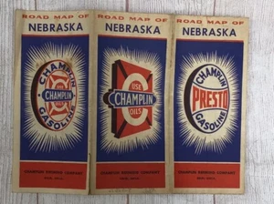 1949 VINTAGE CHAMPLIN PRESTO GASOLINE Hi-V-I Motor Oil NEBRASKA Road Map - Picture 1 of 3