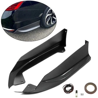 For 2016-17 Honda Accord 4DR HFP Style Carbon Fiber Rear Bumper Spoiler Lip 2PCS - Image 1 of 4
