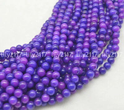 6/8/10/12MM PÚRPURA ÁFRICA SUGILITE PIEDRAS PRECIOSAS CUENTAS SUELTAS REDONDAS HEBRA 15" Foto 1 de 4