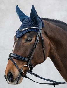 NEU Schockemohle Air Silent Fliegenschleier/Ohr Netz Haube Spuk verhindern MARINEBLAU $70 - Bild 1 von 9