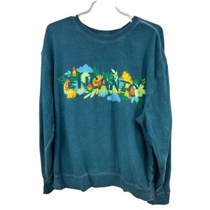 Disney Encanto L teal lightweight graphic Sweatshirt tropical vacation floral - Picture 1 of 8