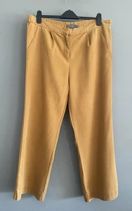 Ichi Ladies Mustard Light Brown Lyocell Wide Leg Trousers Size 10 - Picture 1 of 6