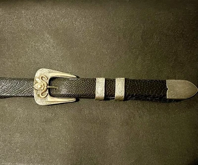 Clint Orms Cape Buffalo Screaming Ivory Belt Buckle Set Sterling Silver & Gold  - Image 1 of 4