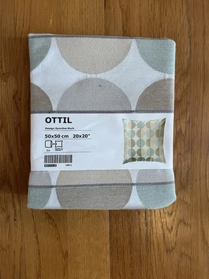 Funda de Almohada IKEA OTTIL Retro Verde Tostado Beige 20x20 Cremallera - NUEVA Foto 1 de 2
