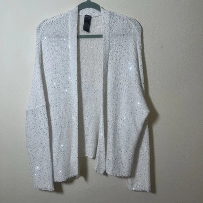 Cárdigan tejido frontal abierto Rafaella Studio XL suéter lentejuelas brillantes drapeado Foto 1 de 4