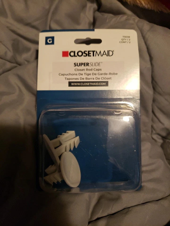  Paquete de 2 tapas de extremo de varilla de armario ClosetMaid SuperSlide #75638. Blanco. Nuevo. Foto 1 de 1