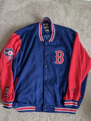 复古波士顿红袜队 Snap Bomber 夹克 G-III 卡尔班克斯 MLB 棒球男式 3XL 90 年代 — 第 1/4 张图片