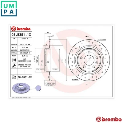 2x BRAKE DISC 08.B351.1X FOR VAUXHALL ZAFIRA/Mk/III CHEVROLET ORLANDOLDE 1.6L - Image 1 of 4