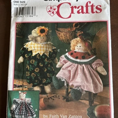 Simplicity Patterns 8899 17” Stuffed Dolls, Cat And Clothing - Image 1 of 3