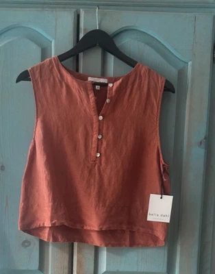 Bella Dahl Blouse Size M Medium Burnt Orange Linen Blend Sleeveless - Image 1 of 3