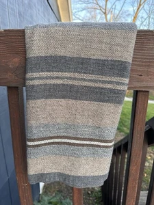 Nepal Hand Made CASHMERE SCARF 78"X27" Blue Gray Tan Brown - Picture 1 of 7