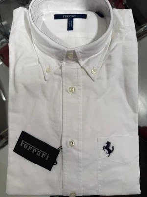Ferrari Mens White Oxford Shirt - Long Sleeves - Size Medium - Image 1 of 4