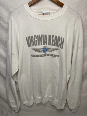 Sudadera De Colección Virginia Beach Adulto XL Blanca Etiqueta Santee Excelente Estado Y2K 2000 Foto 1 de 4