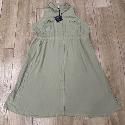 Vestido midi Ava & Viv verde utilitário tamanho 3X sem mangas novo sem etiquetas - Imagem 1 de 4