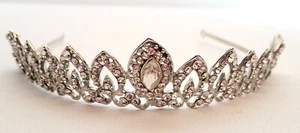 NEW Silver Plated Crystal Graduated Tiara Wedding Bride Diamante Party Headband - Picture 1 of 1