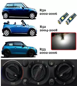 ✅ MINI COOPER ONE S R50 R52 R53 ✅ LED HEATER AIR CON CONTROL BULBS 3 SMD 6000K - Picture 1 of 8