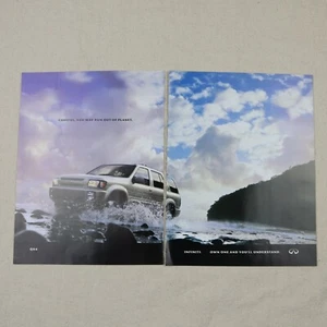 Vintage Infiniti QX4 Print Ad 1997 Paper Magazine Clipping 2 Page SUV 90s Car - Picture 1 of 5