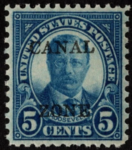 Canal Zone - 1927 - 5 Cents Blue Rotary Press Teddy Roosevelt Issue 103 NH VF-XF - Picture 1 of 1