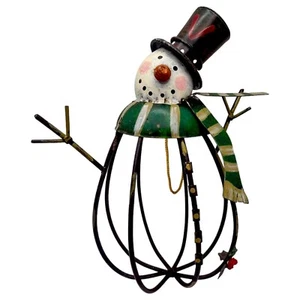 Pupazzo di neve primitivo rustico filo metallo ornamento natalizio folk americana 5,5" carino - Foto 1 di 11