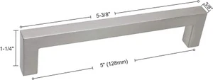 GlideRite (18) 5" CC Solid Square Slim Bar Pull Satin Nickel 21683-128-SN - Picture 1 of 3