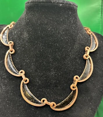 Collar Vintage Renoir Matisse Cobre Abstracto Modernista MCM Esmalte Negro Foto 1 de 4