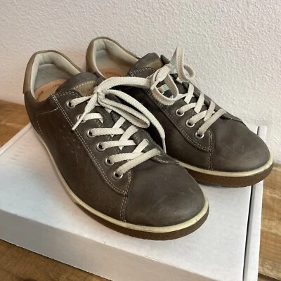 Ecco Womens Beige Tan Taupe Gray Leather Sneakers Shoes Size 39-8/8.5US - Image 1 of 4