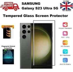 Full Glue Fingerprint Compatible Glass Screen Protector for Samsung S23 Ultra 5G - Picture 1 of 9