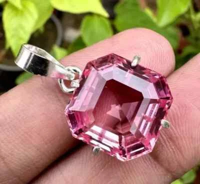 35 CT Natürlich Padparadscha Saphir 925 Silber Anhänger Zertifiziert Locker - Bild 1 von 4