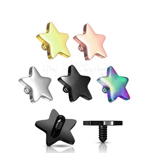 2pcs. 14G 4mm Flat Star Dermal Anchor Top Anodized 316L Surgical Steel - Picture 1 of 1